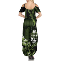 Green Hafa Adai Guam Summer Maxi Dress Chamorro Latte Stone Hand With Plumeria