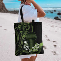 Green Hafa Adai Guam Tote Bag Chamorro Latte Stone Hand With Plumeria - Polynesian Pride