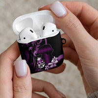 Purple Hafa Adai Guam AirPods Case Chamorro Latte Stone Hand With Plumeria LT14 - Polynesian Pride