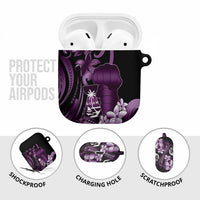 Purple Hafa Adai Guam AirPods Case Chamorro Latte Stone Hand With Plumeria LT14 - Polynesian Pride