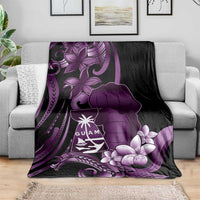 Purple Hafa Adai Guam Blanket Chamorro Latte Stone Hand With Plumeria