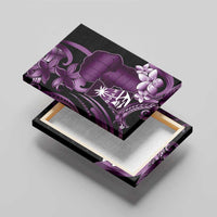 Purple Hafa Adai Guam Canvas Wall Art Chamorro Latte Stone Hand With Plumeria