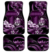 Purple Hafa Adai Guam Car Mats Chamorro Latte Stone Hand With Plumeria