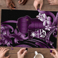 Purple Hafa Adai Guam Puzzle Chamorro Latte Stone Hand With Plumeria - Polynesian Pride