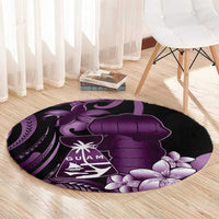 Purple Hafa Adai Guam Round Carpet Chamorro Latte Stone Hand With Plumeria