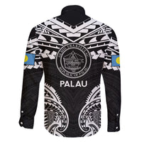Palau Constitution Day Family Matching Puletasi and Hawaiian Shirt Belau Seal With Polynesian Pattern - Black