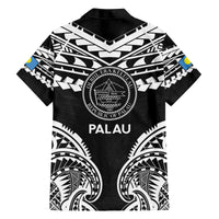 Palau Constitution Day Family Matching Tank Maxi Dress and Hawaiian Shirt Belau Seal With Polynesian Pattern - Black LT14 - Polynesian Pride