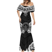 Palau Constitution Day Mermaid Dress Belau Seal With Polynesian Pattern - Black