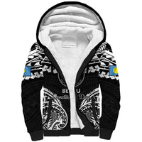 Palau Constitution Day Sherpa Hoodie Belau Seal With Polynesian Pattern - Black LT14 Unisex Black - Polynesian Pride