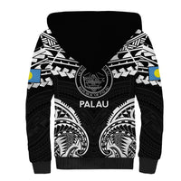 Palau Constitution Day Sherpa Hoodie Belau Seal With Polynesian Pattern - Black LT14 - Polynesian Pride