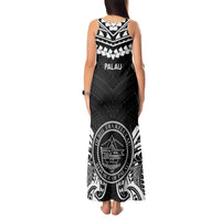 Palau Constitution Day Tank Maxi Dress Belau Seal With Polynesian Pattern - Black LT14 - Polynesian Pride