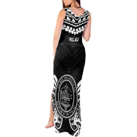 Palau Constitution Day Tank Maxi Dress Belau Seal With Polynesian Pattern - Black LT14 - Polynesian Pride