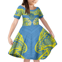 Palau Constitution Day Family Matching Long Sleeve Bodycon Dress and Hawaiian Shirt Belau Seal With Frangipani Polynesian Pattern - Blue
