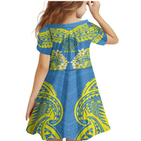 Palau Constitution Day Family Matching Mermaid Dress and Hawaiian Shirt Belau Seal With Frangipani Polynesian Pattern - Blue LT14 - Polynesian Pride