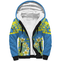 Palau Constitution Day Sherpa Hoodie Belau Seal With Frangipani Polynesian Pattern - Blue LT14 Unisex Blue - Polynesian Pride