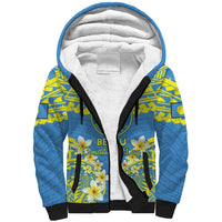 Palau Constitution Day Sherpa Hoodie Belau Seal With Frangipani Polynesian Pattern - Blue LT14 Unisex Blue - Polynesian Pride