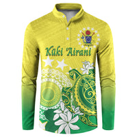 Cook Islands Independence Day Button Sweatshirt Kuki Airani Tiare Maori Polynesian Pattern - Green LT14 Green - Polynesian Pride