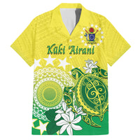 Cook Islands Independence Day Family Matching Off Shoulder Short Dress and Hawaiian Shirt Kuki Airani Tiare Maori Polynesian Pattern - Green