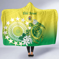 Cook Islands Independence Day Hooded Blanket Kuki Airani Tiare Maori Polynesian Pattern - Green LT14 - Polynesian Pride