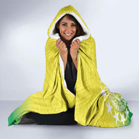 Cook Islands Independence Day Hooded Blanket Kuki Airani Tiare Maori Polynesian Pattern - Green LT14 - Polynesian Pride