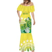 Cook Islands Independence Day Mermaid Dress Kuki Airani Tiare Maori Polynesian Pattern - Green LT14 - Polynesian Pride