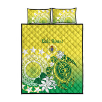 Cook Islands Independence Day Quilt Bed Set Kuki Airani Tiare Maori Polynesian Pattern - Green LT14 - Polynesian Pride