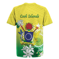 Cook Islands Independence Day Rugby Jersey Kuki Airani Tiare Maori Polynesian Pattern - Green LT14 - Polynesian Pride