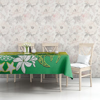 Cook Islands Independence Day Tablecloth Kuki Airani Tiare Maori Polynesian Pattern - Green LT14 - Polynesian Pride