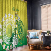 Cook Islands Independence Day Window Curtain Kuki Airani Tiare Maori Polynesian Pattern - Green LT14 - Polynesian Pride