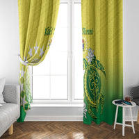Cook Islands Independence Day Window Curtain Kuki Airani Tiare Maori Polynesian Pattern - Green LT14 - Polynesian Pride