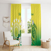 Cook Islands Independence Day Window Curtain Kuki Airani Tiare Maori Polynesian Pattern - Green LT14 - Polynesian Pride