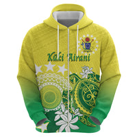 Cook Islands Independence Day Zip Hoodie Kuki Airani Tiare Maori Polynesian Pattern - Green