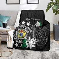 Cook Islands Independence Day Blanket Kuki Airani Tiare Maori Polynesian Pattern - Black LT14 - Polynesian Pride