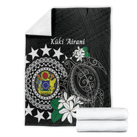 Cook Islands Independence Day Blanket Kuki Airani Tiare Maori Polynesian Pattern - Black LT14 - Polynesian Pride