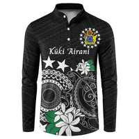 Cook Islands Independence Day Button Sweatshirt Kuki Airani Tiare Maori Polynesian Pattern - Black LT14 Black - Polynesian Pride
