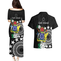 Cook Islands Independence Day Couples Matching Puletasi and Hawaiian Shirt Kuki Airani Tiare Maori Polynesian Pattern - Black LT14 - Polynesian Pride