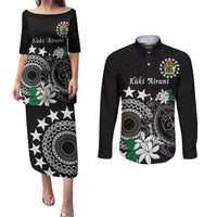 Cook Islands Independence Day Couples Matching Puletasi and Long Sleeve Button Shirt Kuki Airani Tiare Maori Polynesian Pattern - Black LT14 Black - Polynesian Pride