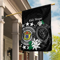 Cook Islands Independence Day Garden Flag Kuki Airani Tiare Maori Polynesian Pattern - Black LT14 House Flag Black - Polynesian Pride
