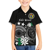 Cook Islands Independence Day Kid Hawaiian Shirt Kuki Airani Tiare Maori Polynesian Pattern - Black