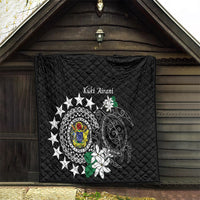 Cook Islands Independence Day Quilt Kuki Airani Tiare Maori Polynesian Pattern - Black