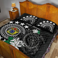 Cook Islands Independence Day Quilt Bed Set Kuki Airani Tiare Maori Polynesian Pattern - Black LT14 - Polynesian Pride