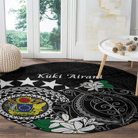 Cook Islands Independence Day Round Carpet Kuki Airani Tiare Maori Polynesian Pattern - Black