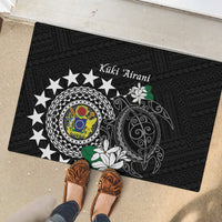 Cook Islands Independence Day Rubber Doormat Kuki Airani Tiare Maori Polynesian Pattern - Black LT14 - Polynesian Pride