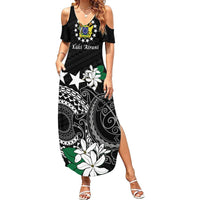 Cook Islands Independence Day Summer Maxi Dress Kuki Airani Tiare Maori Polynesian Pattern - Black LT14 Women Black - Polynesian Pride