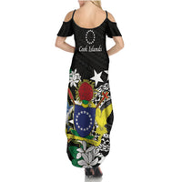 Cook Islands Independence Day Summer Maxi Dress Kuki Airani Tiare Maori Polynesian Pattern - Black LT14 - Polynesian Pride
