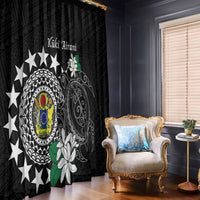 Cook Islands Independence Day Window Curtain Kuki Airani Tiare Maori Polynesian Pattern - Black LT14 - Polynesian Pride