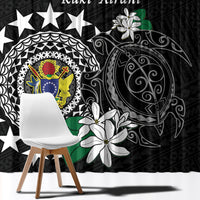 Cook Islands Independence Day Window Curtain Kuki Airani Tiare Maori Polynesian Pattern - Black LT14 - Polynesian Pride