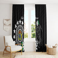 Cook Islands Independence Day Window Curtain Kuki Airani Tiare Maori Polynesian Pattern - Black LT14 - Polynesian Pride