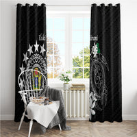 Cook Islands Independence Day Window Curtain Kuki Airani Tiare Maori Polynesian Pattern - Black LT14 - Polynesian Pride