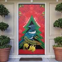 New Zealand Christmas In July Door Cover Kowhai Tui Bird With Pohutukawa - Red - Polynesian Pride